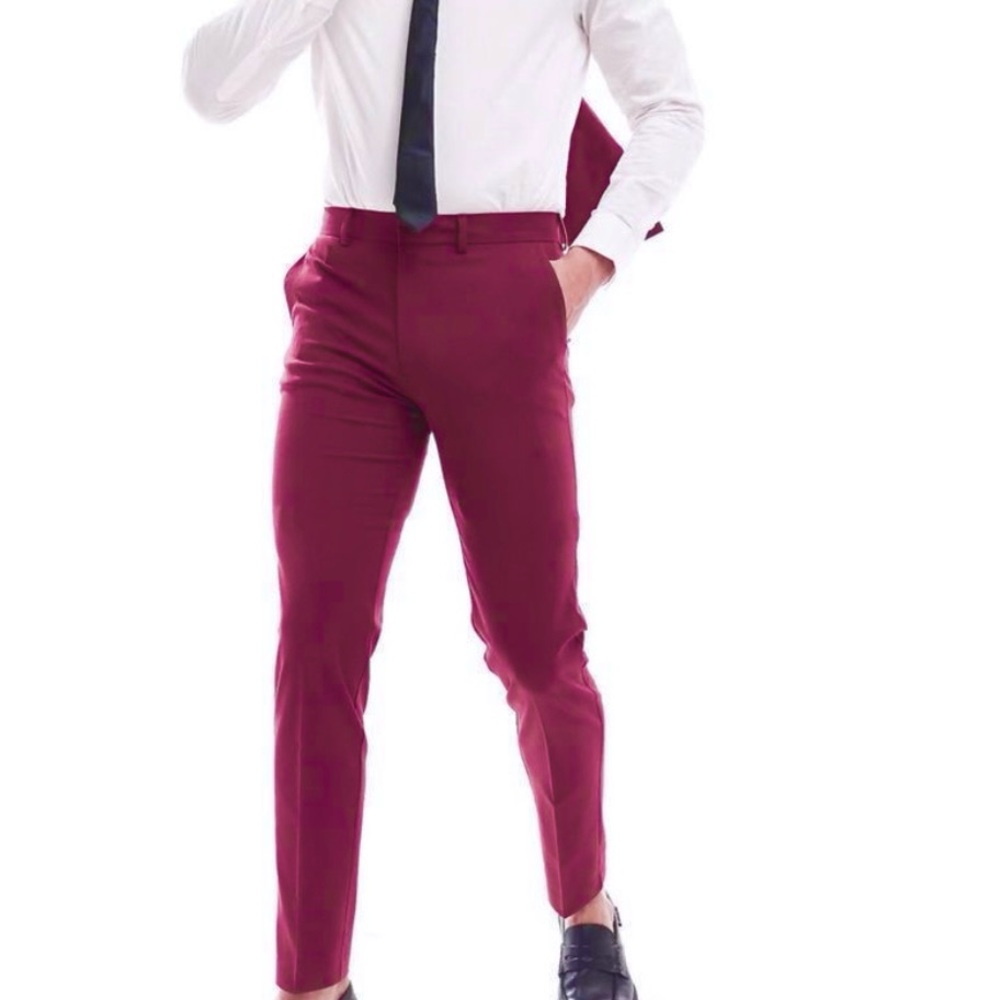 ASOS Men’s Super Skinny Suit Trousers in Burgundy 30W x 32L